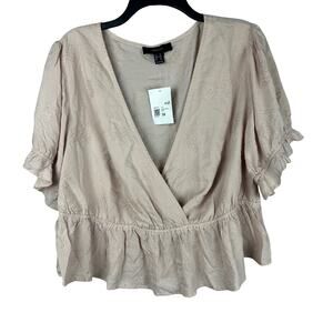Forever 21‎ V-Neck Wrap Embroidered Blush Blouse NWT Size 3X